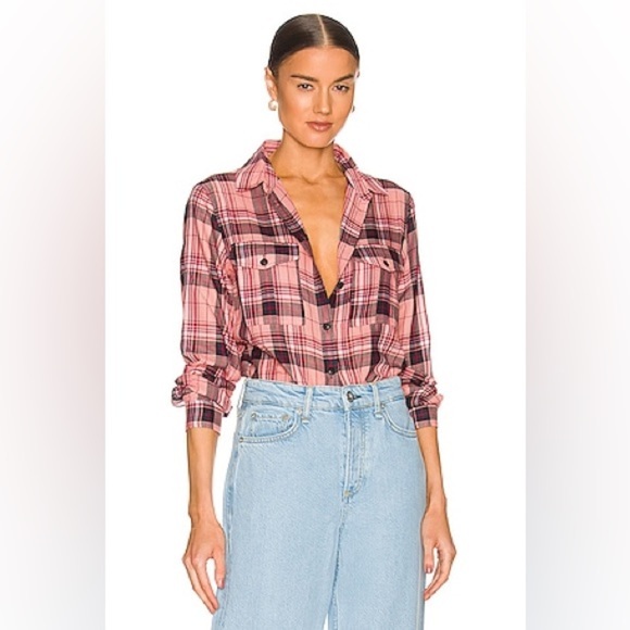 Rag & Bone Plaid Pink Button-Up Shirt Size Small - Picture 1 of 4